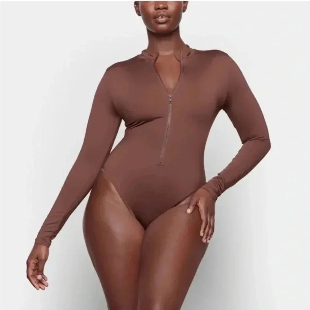 Skims brown bronze metallic one piece swimsuit